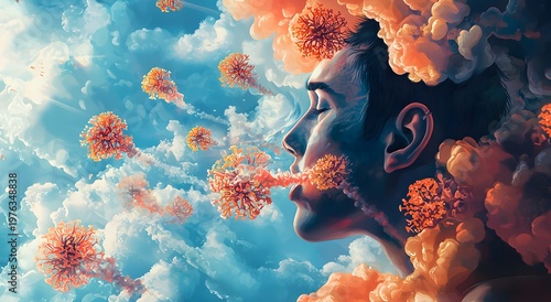 Creative medical wallpaper for respiratory awareness and lung protection wallpaper