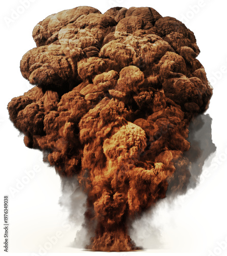 Canvas Print Explosion Cloud: An impressive, high-resolution rendering of a massive explosion, featuring a cloud of swirling brown and orange tones against a contrasting background