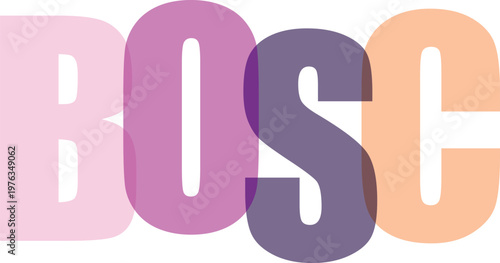 Multicolored BOSC Letters Isolated on White Background