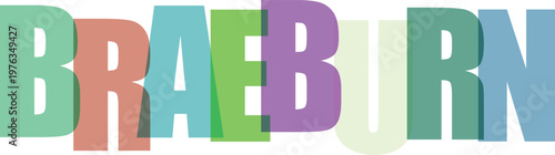 Multicolored Braeburn Word Text white background