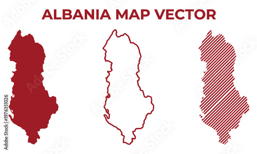 Vector illustration of Albania map in various styles and colors