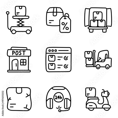 Set of Logistic and Delivery Linear Icons