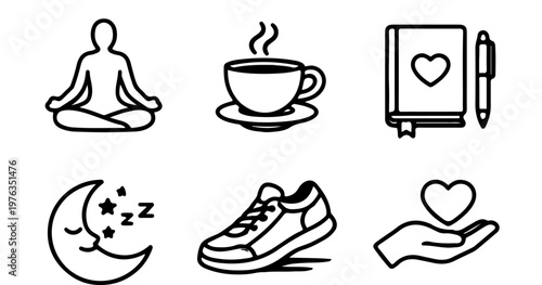 Holistic Self Care and Wellness Icon Collection - Healthy Lifestyle