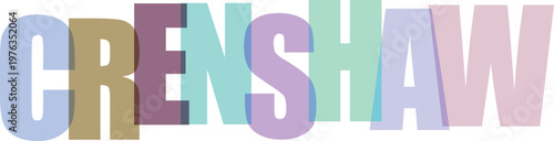 Multicolored Crenshaw Letters on White Background