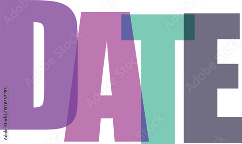 Multicolored Date Letters white background