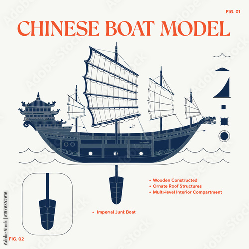 Detailed vector illustration of a traditional sailing ship with ornate design and colorful sails