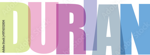 Durian Fruit Letters in Colorful Typography white background