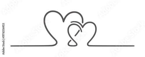 Two intertwined hearts forming a continuous line love symbol connection