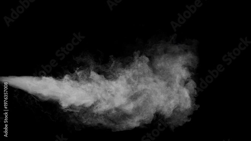 Steam jet burst on alpha channel. High pressure steam blast. Realistic white smoke spray isolated