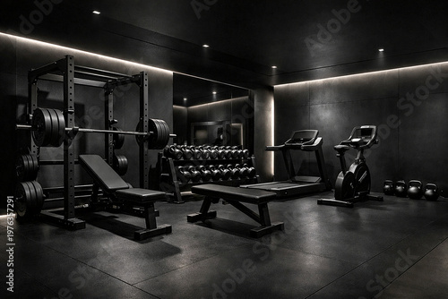 Dark Luxury Gym with Cinematic Lighting
