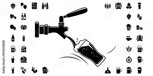 Draft Beer Tap Pouring Pint Silhouette
