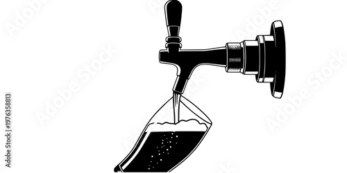 Draft Beer Tap Pouring Pint Silhouette