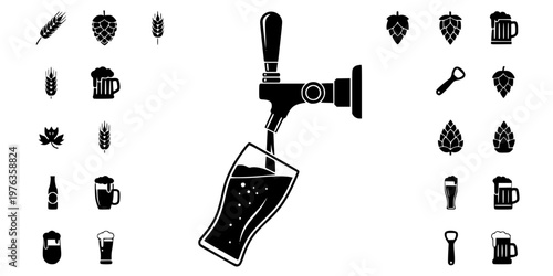 Draft Beer Tap Pouring Pint Silhouette