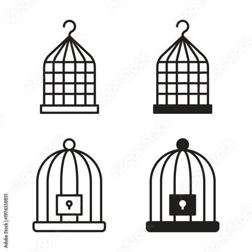 Foto Bird cage icon collection in black color