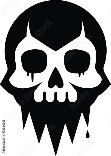 A Black Skull With A Dripping Effect Vector, illustration