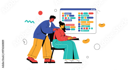 Business people, coworkers, teamwork, collaboration, office work, flat design, vector icons