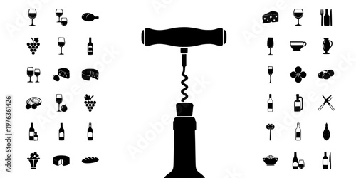 Wine Bottle Opener Corkscrew Silhouette