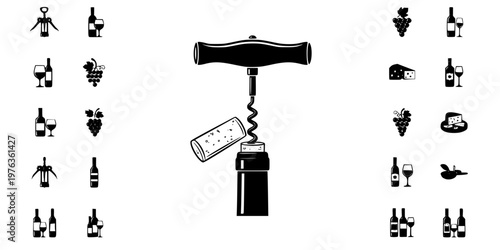 Wine Bottle Opener Corkscrew Silhouette