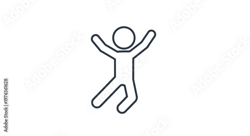 A simple stick figure jumping with joy.