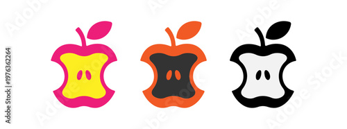 colorful bitten apple vector icons
