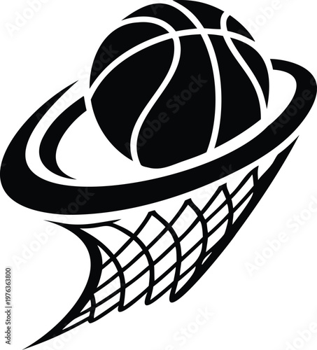 Abstract basketball logo silhouette vector design