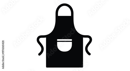 A black apron with a pocket simple design flat vector silhouette