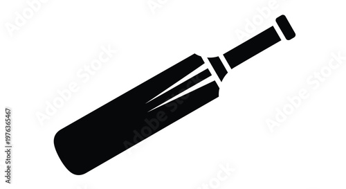 A black silhouette of a cricket bat on a white background silhouette