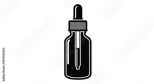 Simple black illustration of a dropper bottle modern silhouette