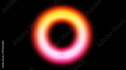 Foto Abstract vertical strip glass glowing ring with vertical light streaks, vibrant