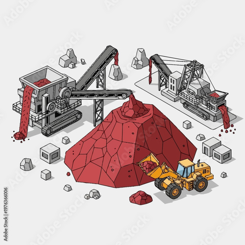 Large red industrial mining heap pile.