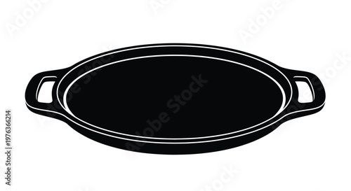 Black oval platter with handles a simple kitchenware silhouette