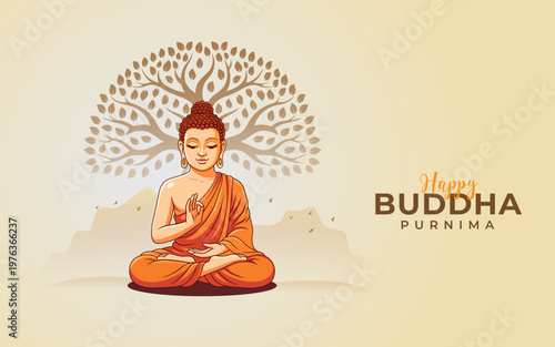 Happy Buddha Purnima Festival Background Design Template