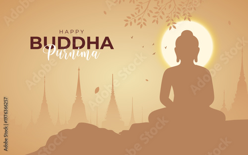 Happy Buddha Purnima Festival Background Design Template