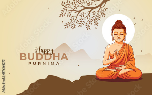 Happy Buddha Purnima Festival Background Design Template