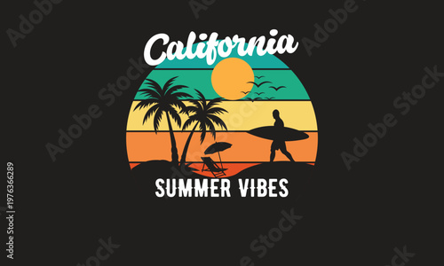 California Summer Vibes T-Shirt Design
