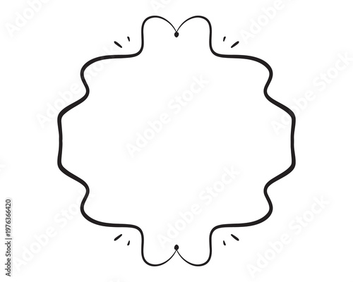 Curly whimsical black line handdrawn frame