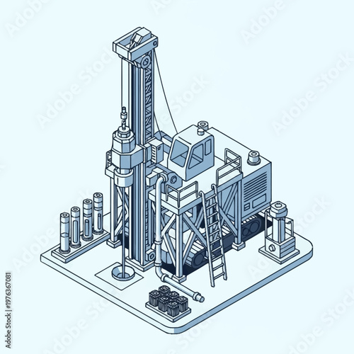 Industrial drilling machine equipment setup.