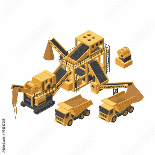 Yellow construction toy trucks and equipment.