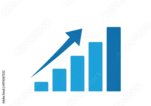 Free Download Blue bar chart with an upward trend arrow isolated on transparent background - GFXLoad