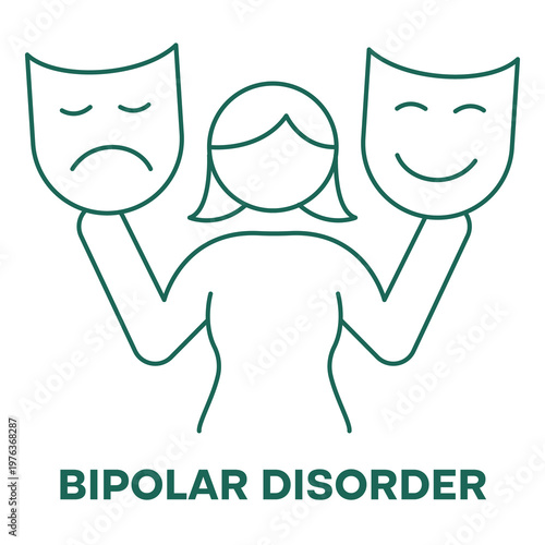 Fotografía Psychology Disorder Outline Icon with Mood Change Symbol