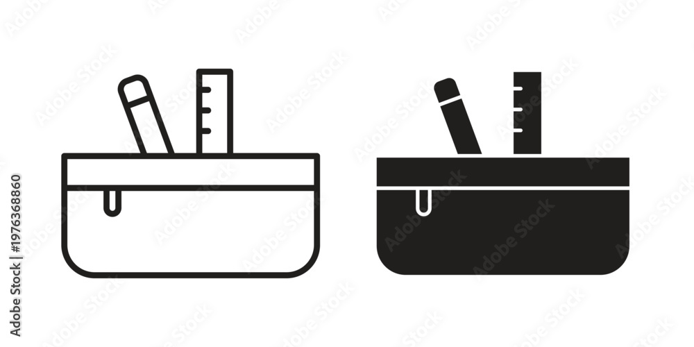 Obraz premium Pencil case icon set, logo vector eps10