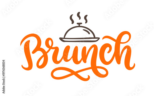 Bild auf Leinwand Brunch hand written lettering, cafe branding logo
