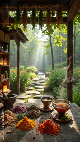 Ancient Herbal Remedies in a Lush Forest Sanctuary