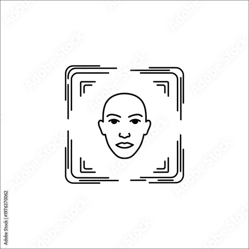 Facial recognition line icon, biometric face scanning technology vector, digital identity verification and security authentication symbol