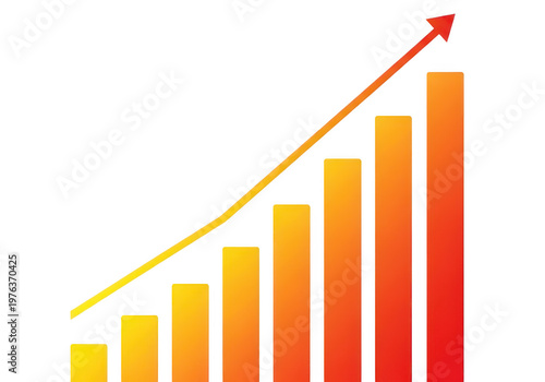 Free Download Vibrant bar chart graph with upward trend arrow isolated on transparent background - GFXLoad