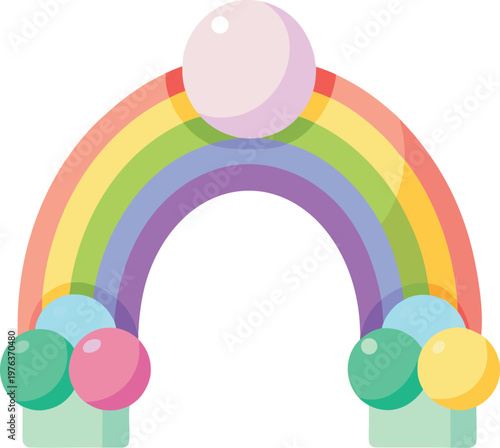 Lush Rainbow Decoration with Colorful Balls and Arches