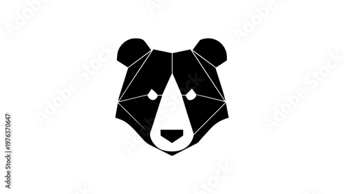 Geometric bear head logo design, polygonal grizzly animal vector mascot icon