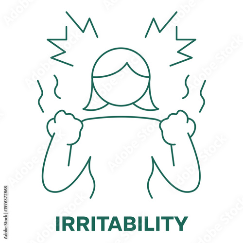 Anger Expression Monoline Icon with Frustrated Person