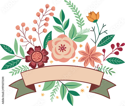 Flowers and Green Leaves with a Natural Background