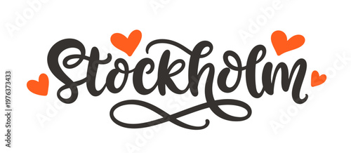 Stockholm lettering. Elegant city name calligraphy